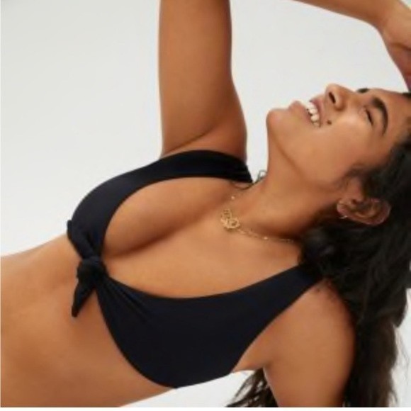 NWT Everlane Tie-Front Bikini Top Black Small - Picture 1 of 9